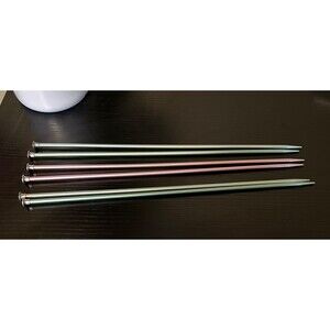 3 Pairs of Bates Knitting #8 Needles 14" long  Green  & Pink Aluminum Preowned